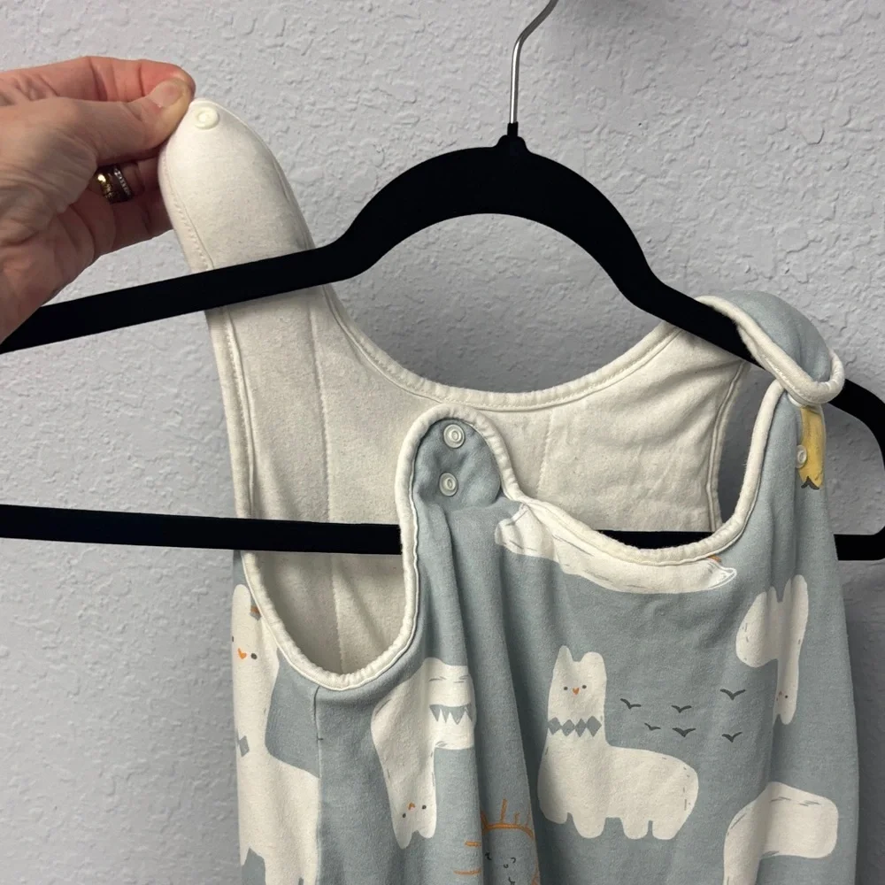 Adorable 18-36 mo Double Zipper Sleep Sack in Blue w White Llamas, GUC
